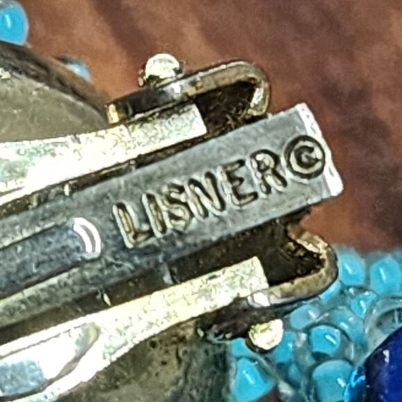 Lisner 1960's Turquoise-Blue Beaded Clip Earrings - Picture 3 of 12